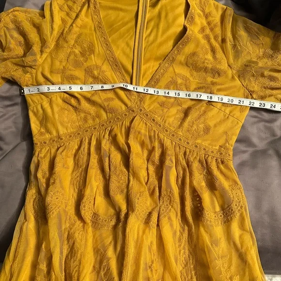 Pinkblush Golden Yellow Lace Dress - Picture 5 of 5